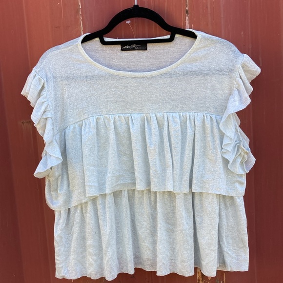 $5/25 OnTwelfth Shimmer Frilly Sleeve Whimsical Sweater - Picture 1 of 7